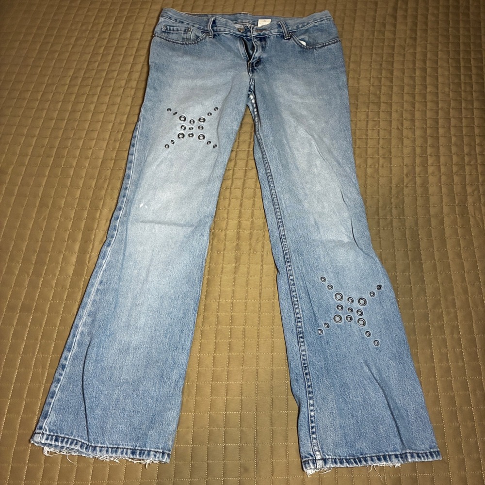 Vtg Levis 518 Superlow Bootcut Jeans Womens 32x31 Light Wash Blue Grommet Y2K